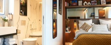 Une chambre avec salle de bain de l'hôtel CARD à Paris 17